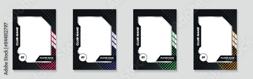 Trading card template design for sports, picture frame for player performance, photo frame or border collection for hockey, basketball and football player, sports flyer design, template eps 10.