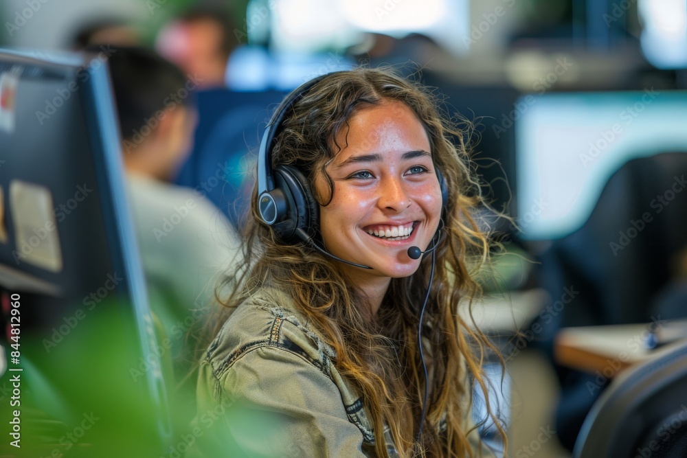 Smiling Woman Providing Customer Service Smiling Woman Providing Customer Service