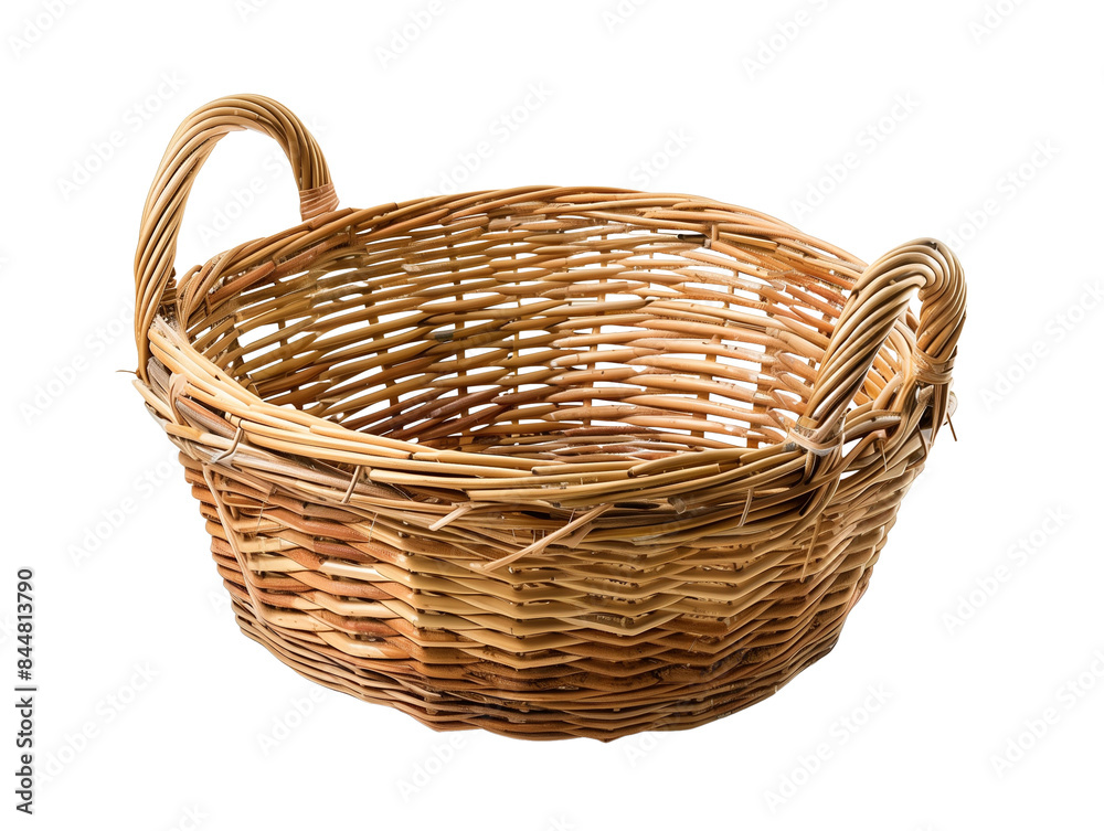 Obraz premium Round Wicker Basket with Handles