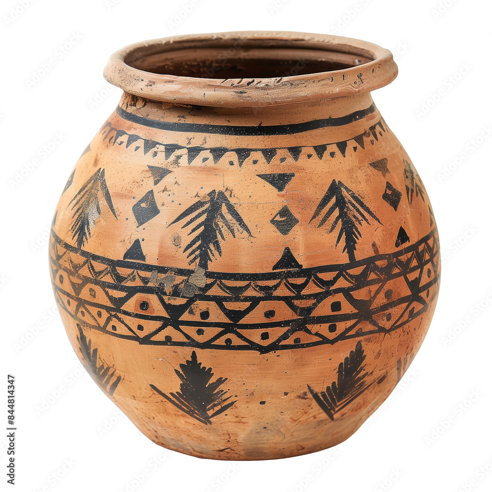 Rustic Terracotta Pot with Tribal Patterns Rustic Terracotta Pot with Tribal Patterns