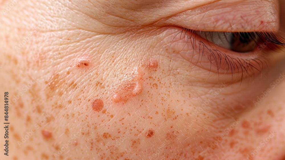 Fototapeta premium Close-Up of Elderly Skin Showcasing Reduced Spider Veins After Laser Treatment for Dermatology