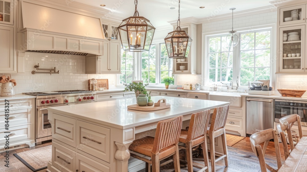 Kitchen countertop with a neutral color palette. generative ai Kitchen countertop with a neutral color palette. generative ai
