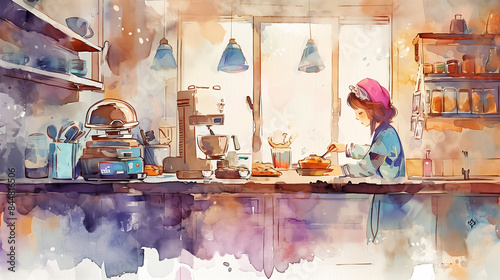 キッチンで料理をする女の子
Girl cooking in the kitchen