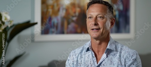 Professional Testimonial Video Still of Man Discussing Positive Results from RF Lifting Treatments