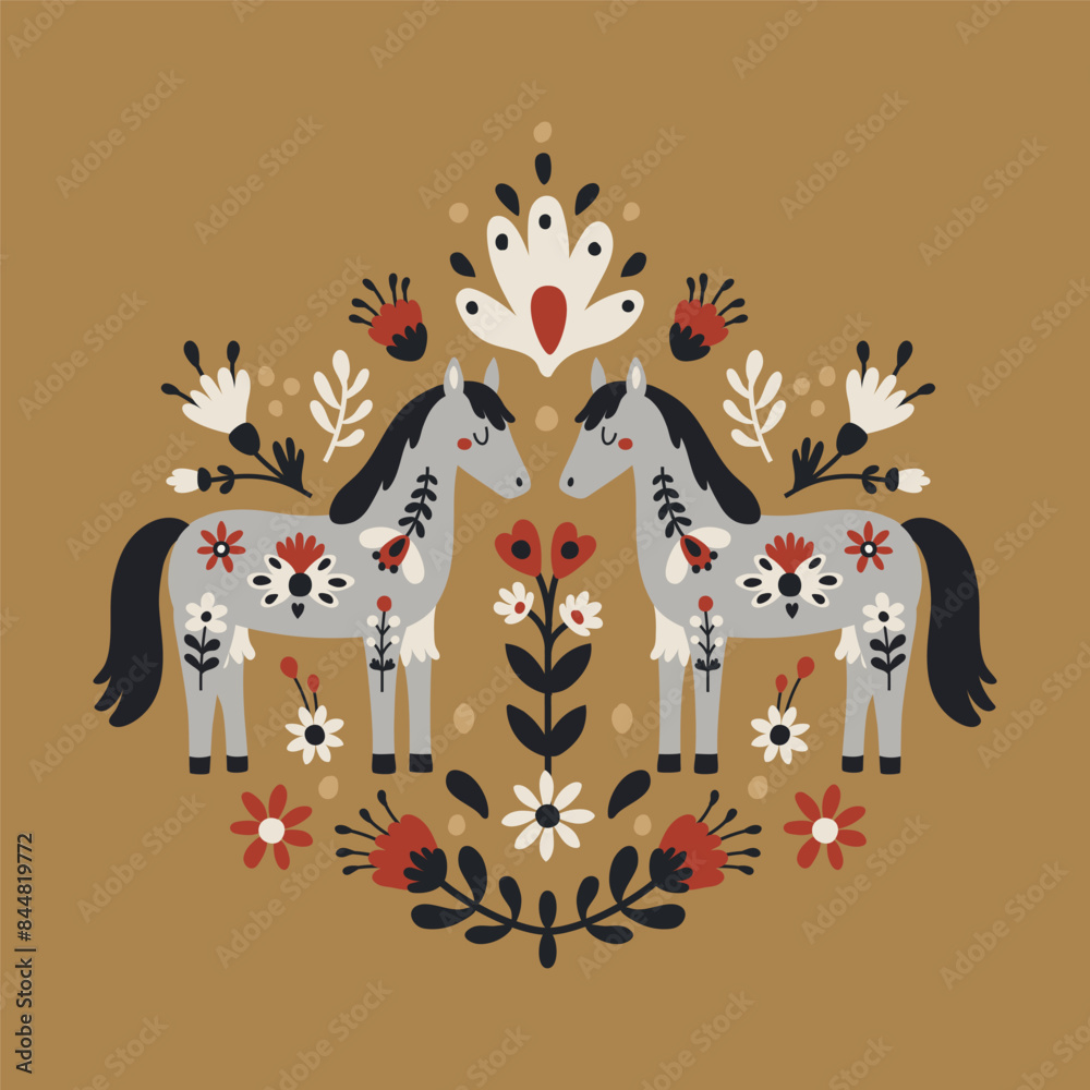 Fototapeta premium folk mirror composition