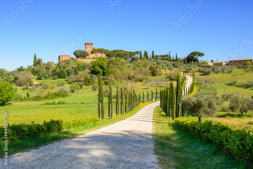 Tuscan countryside in the Val d'Orcia during spring day, province of Siena, Italy