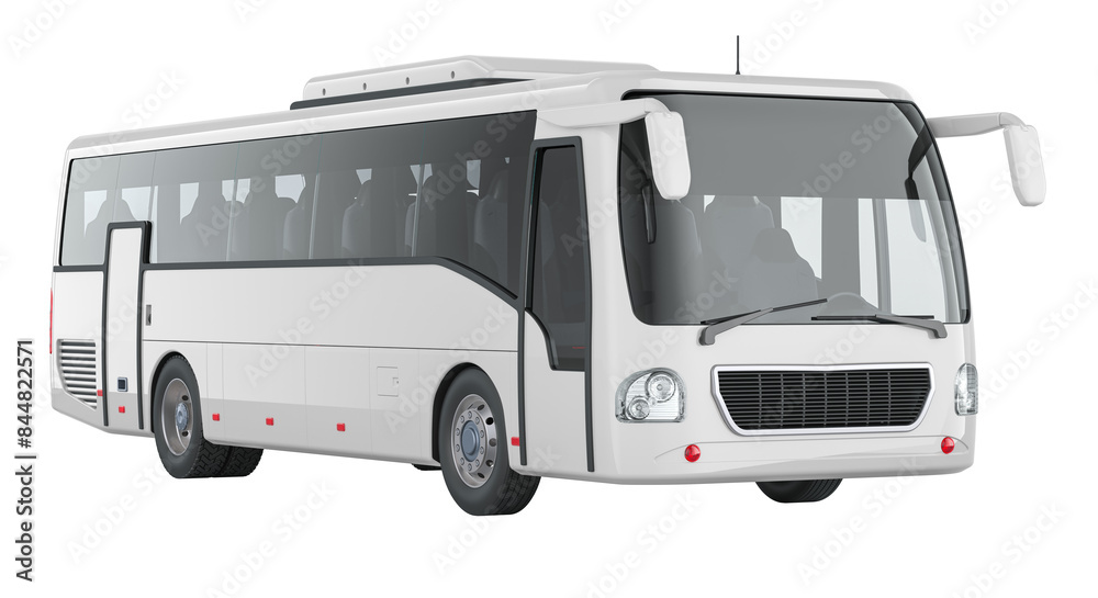 White coach bus. 3D rendering isolated on transparent background White coach bus. 3D rendering isolated on transparent background