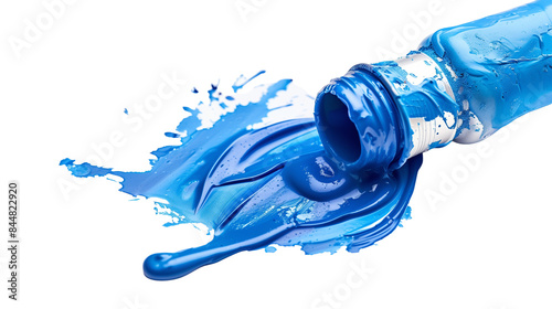 Tube of Blue Paint with Paint Oozing Out