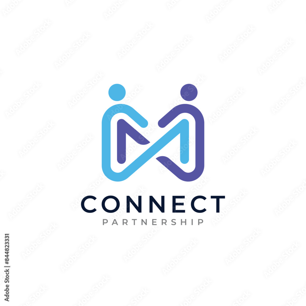 Initial letter m logo design with minimalist design concept. Connection partnership symbol. Initial letter m logo design with minimalist design concept. Connection partnership symbol.