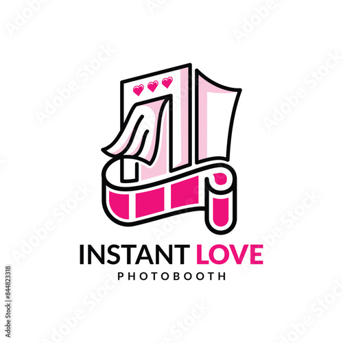 Minimalist Photo booth logo design with minimalist line art design concept.