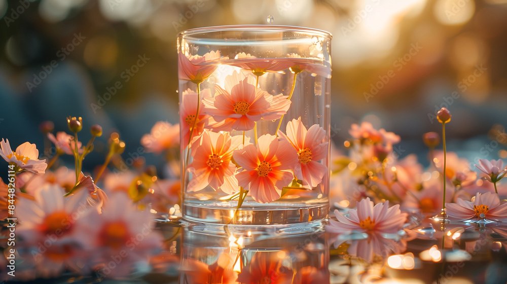 Transparent crockery with flowers in it as the sunlight hits-2