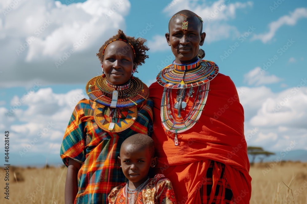 a woman and two children standing in a field a woman and two children standing in a field