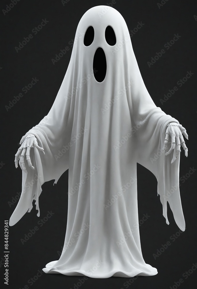 3D model of a surprised ghost with costume, headgear and gesture 3D model of a surprised ghost with costume, headgear and gesture