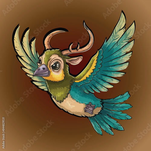 Tattoo style illustration of a harpy