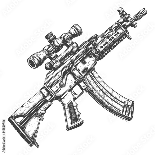 black and white rifle with scope clip art preview
