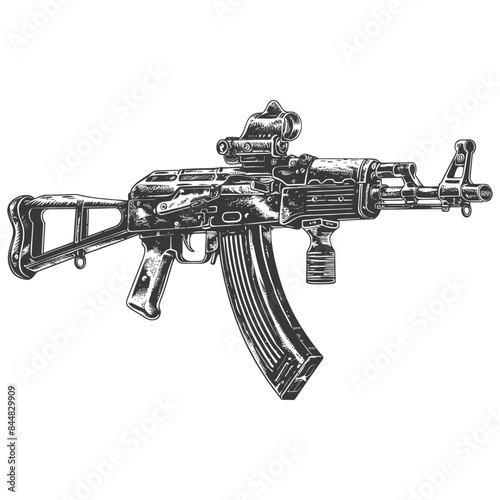 black ak-47 rifle with scope clip art preview