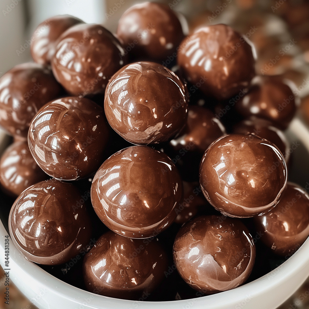 A Bowl of Rich, Glossy Chocolate Balls A Bowl of Rich, Glossy Chocolate Balls
