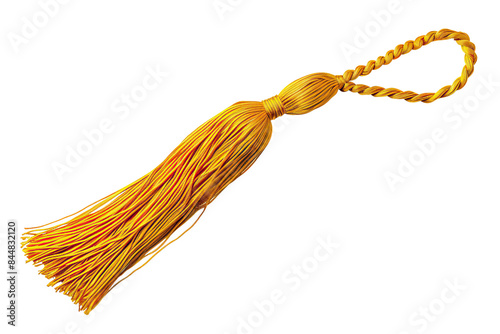 Golden tassel with intricate details and elegant design, perfect for decorative purposes, enhancing home decor, or graduation ceremonies.
