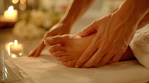 Wallpaper Mural Detailed view of a reflexologist treating a relaxed patient's foot Torontodigital.ca