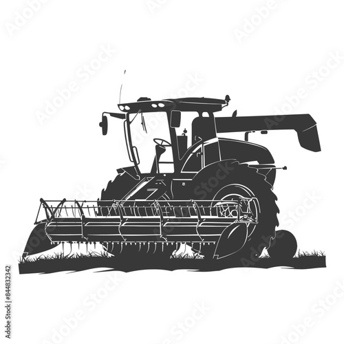 Silhouette of a Modern Combine Harvester, Agricultural Equipment Illustration