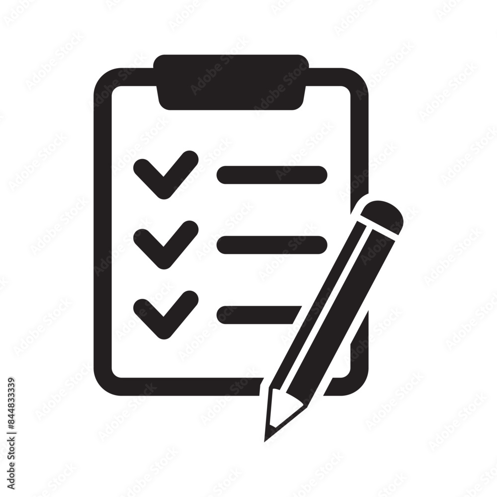 To do list icon. Clipboard with pencil vector icon. Black illustration isolated on white background for graphic and web design. To do list icon. Clipboard with pencil vector icon. Black illustration isolated on white background for graphic and web design.