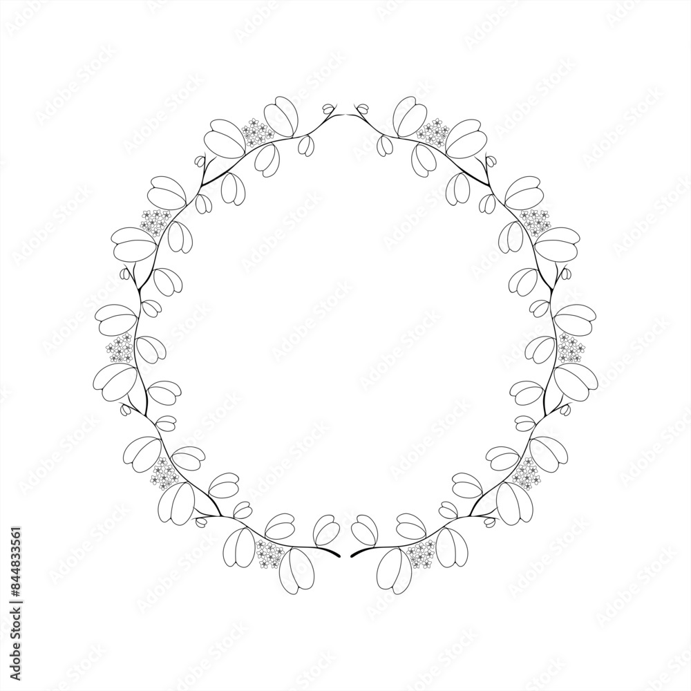 line art illustration of sweetheart Hoya plant as a round frame line art illustration of sweetheart Hoya plant as a round frame