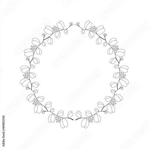 line art illustration of sweetheart Hoya plant as a round frame