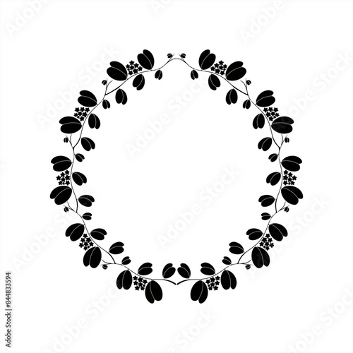 minimalist silhouette illustration of a sweetheart hoya plant as a round frame