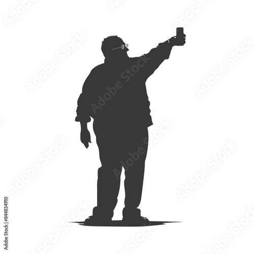 Silhouette of Person Taking Selfie with Phone.