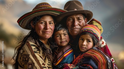a family three people wearing traditional clothing