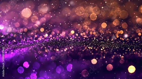 purple gold glitter bokeh texture background, bright and purple sparkle glitter pattern background