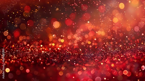 red gold glitter bokeh texture background, bright and red sparkle glitter pattern background