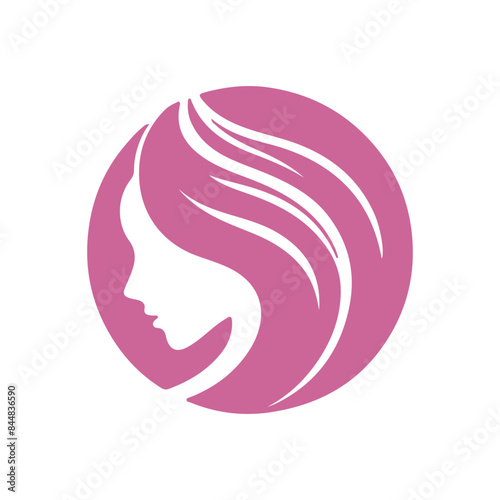 Set of luxury beauty woman hair style black logo design silhouette with white background.