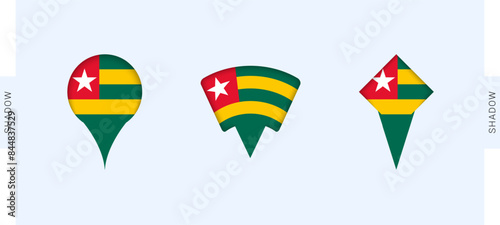 Togo Map Markers Set. Perfect for projects related to Togo, travel, geography, and international representation.