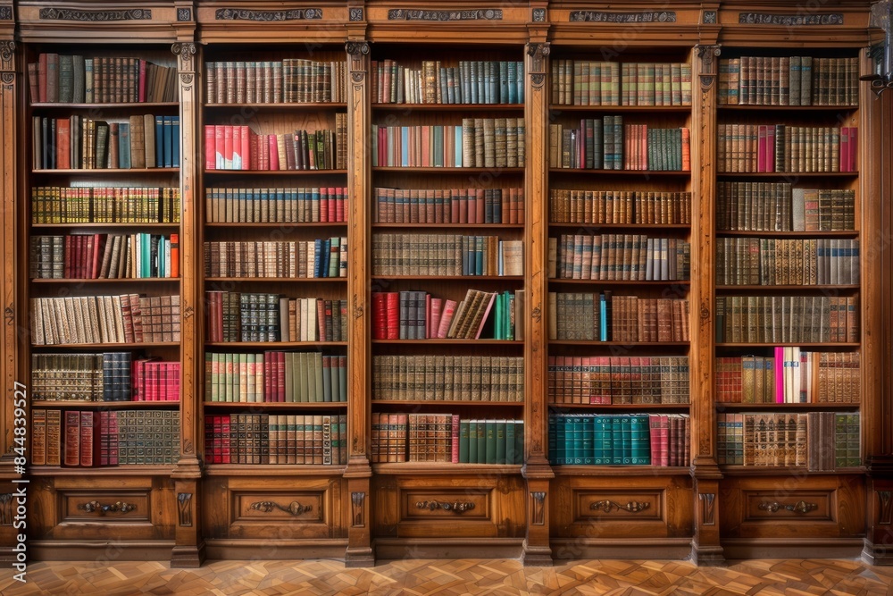A Wall Of Books In A Classic Library Setting background A Wall Of Books In A Classic Library Setting background