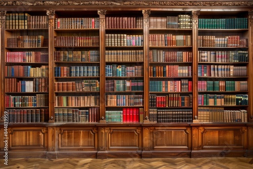 A Wall Of Books In A Classic Library Setting background