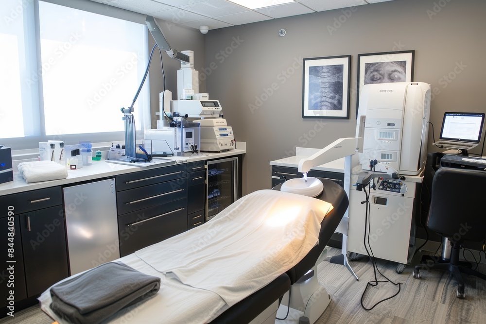 Modern Biorevitalization Tools: Advanced Laser and Microneedling Equipment in Sterile Treatment Room Modern Biorevitalization Tools: Advanced Laser and Microneedling Equipment in Sterile Treatment Room