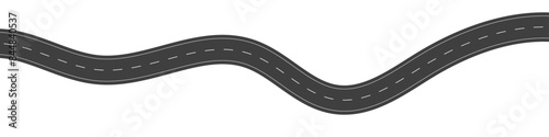 Wavy road with winding curves and horizontal path. Top view of race track and highway. Flat vector illustration isolated on white background.