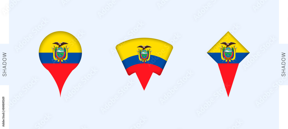 Ecuador Map Markers Set. Perfect for projects related to Ecuador, travel, geography, and international representation. Ecuador Map Markers Set. Perfect for projects related to Ecuador, travel, geography, and international representation.