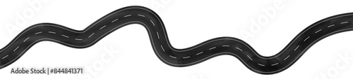 Wavy road with winding curves and horizontal path. Top view of race track and highway. Flat vector illustration isolated on white background.