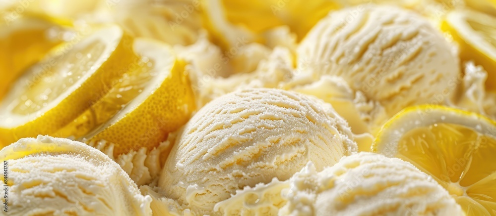 Tasty, Cooling Italian Lemon or Vanilla Ice Cream for a Summer Treat or Grab-and-Go Option, Detailed Close-Up Full Background Palette Tasty, Cooling Italian Lemon or Vanilla Ice Cream for a Summer Treat or Grab-and-Go Option, Detailed Close-Up Full Background Palette