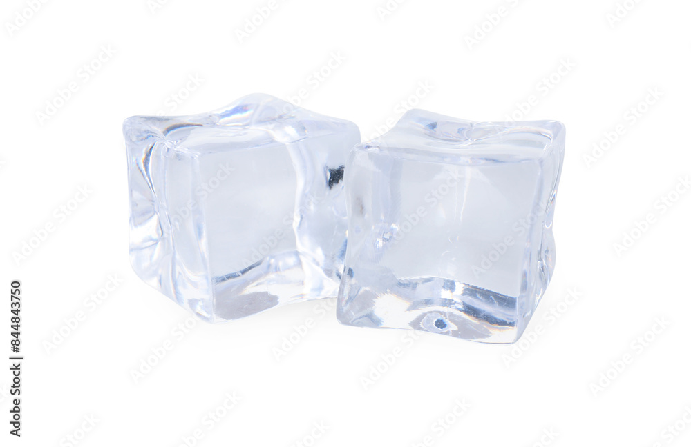 Crystal clear ice cubes isolated on white Crystal clear ice cubes isolated on white