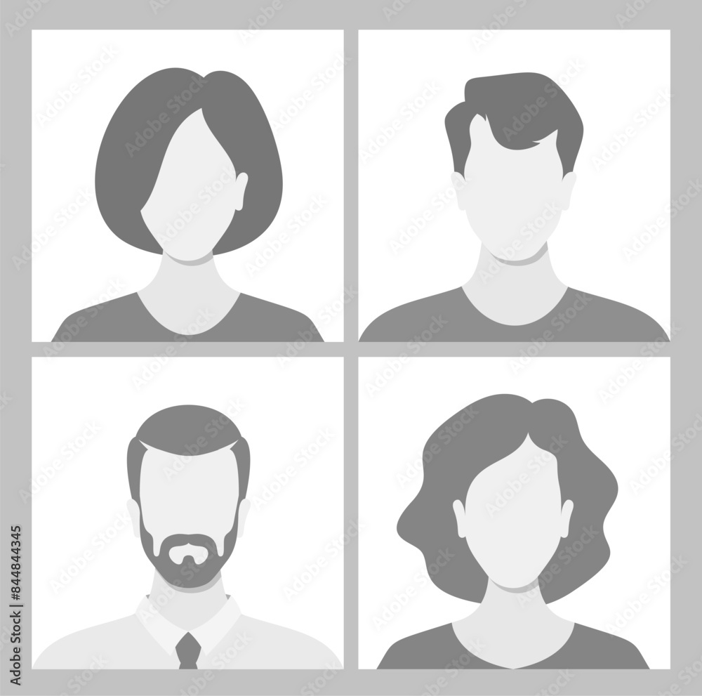 Collection Of Four Avatars Representing Diverse Characters For Social Media Profiles, Business Profiles And Interface Collection Of Four Avatars Representing Diverse Characters For Social Media Profiles, Business Profiles And Interface