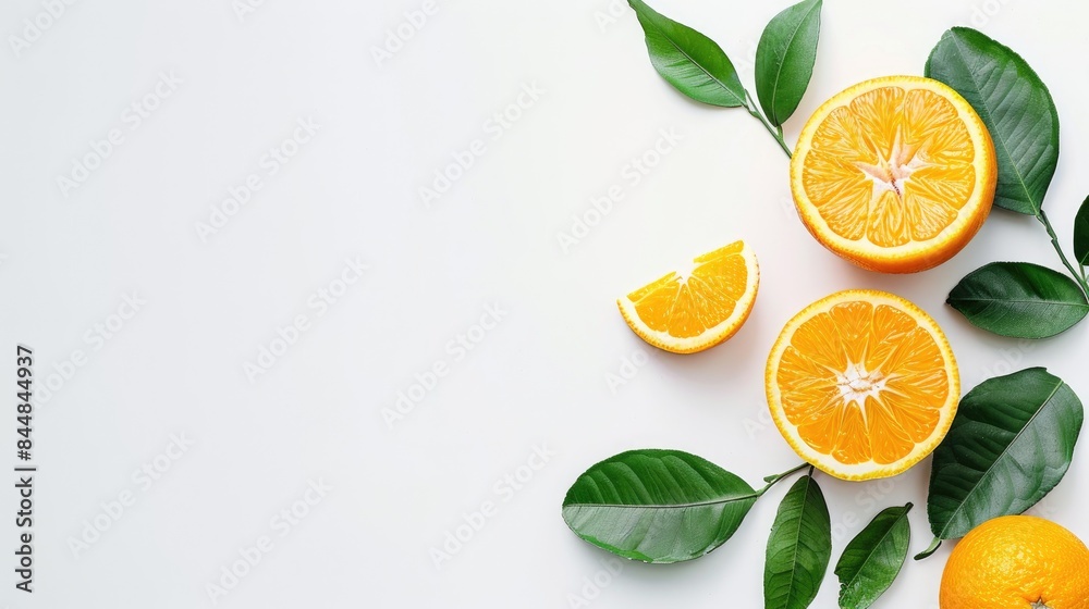 Orange with leaves isolated on a white background Orange with leaves isolated on a white background