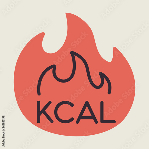 Kcal fire vector icon. Calorie burn, fat burning