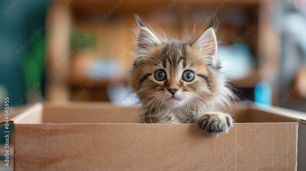 Kitten in cardboard box