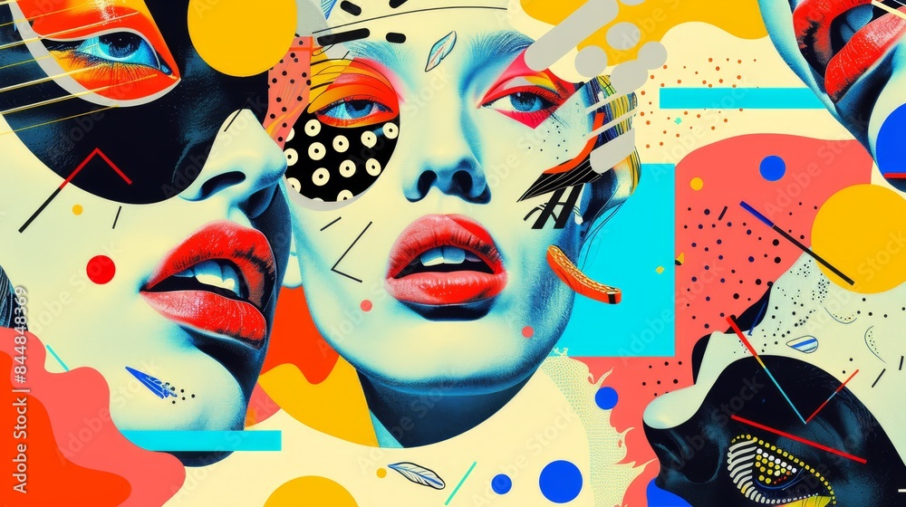 a colorful abstract painting with a woman's face a colorful abstract painting with a woman's face
