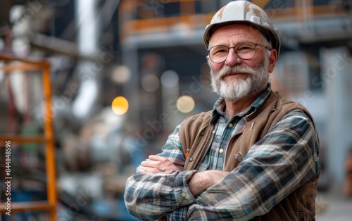 A man wearing a hard hat and glasses is smiling for the camera. He is wearing a vest and has his arms crossed © imagineRbc