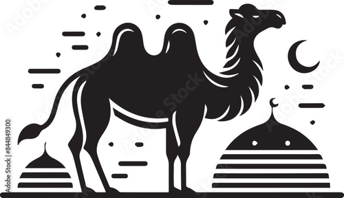 camel in desert illustration