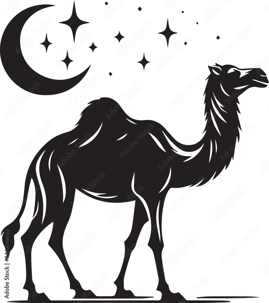 Fototapeta premium camel in desert illustration